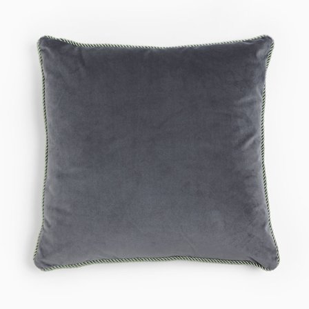 Samettinen harmaa koristetyyny 50x50 cm