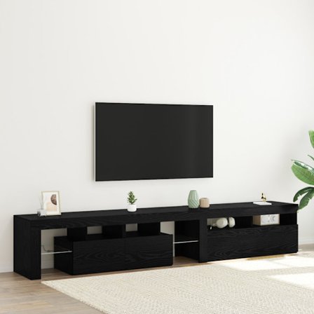 TV-skåp 2 pcs Svart Ek 230 x 36,5 x 40 cm Konstruerat trä