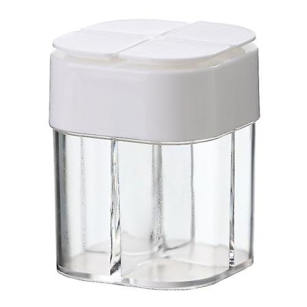 4 i 1 salt- og pepperbøsse, tom dispenser reisekrydderbeholdere 4 rom krydderbøsse for hjemmekjøkken Bbq (2 stk, hvit+grå