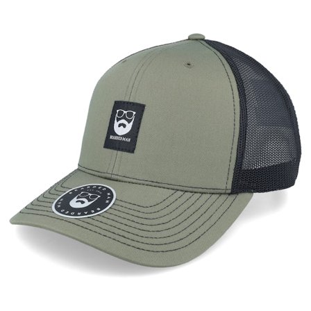 Bearded Man - Grønn trucker Caps - Bm Logo Blk Woven 112 Split Loden/Black Trucker @ Hatstore