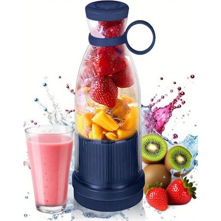 Genopladelig Bærbar Blender 350ml, Kraftfuld Personlig Smoothie Maker Kop til Frugter, Shakes, Hjem, Kontor, Skole & Udendørs, Blå
