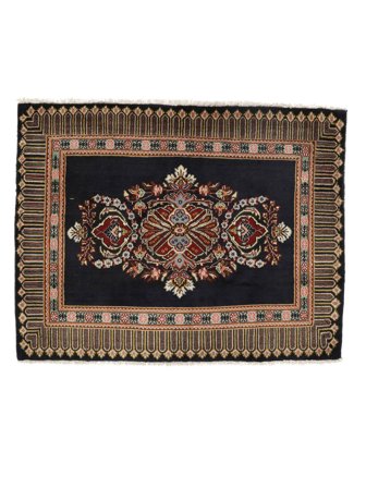 Noué À La Main Kashan Tapis 74X96 De Laine Noir/Marron Petit