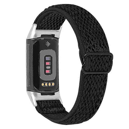 Stretchiga Nylon Solo Loop-armband Justerbara Flätade Elastiska Sportband för Fitbit Charge 6 5 (LGL)