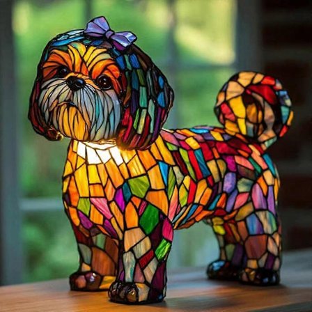 Shih Tzu Lampe, Shih Tzu Kunst Lampe, Hundelampe, Hunde Serie Kunst Natlampe, LED Bordlamper[mo]