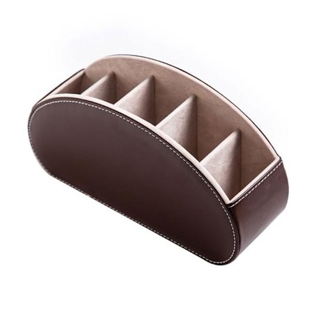 5 Grid PU Läder Organizer TV Fjärrkontroll Telefonhållare Desktop Förvaringsbox Kosmetika Makeup Borste Förvaringshållare