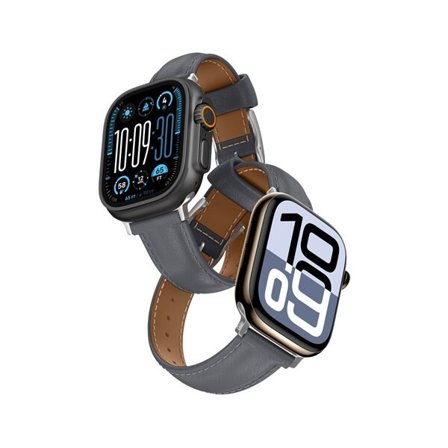 AmazingThing Class Band läderarmband för Apple Watch 45 / 46 / 49 mm - Grå