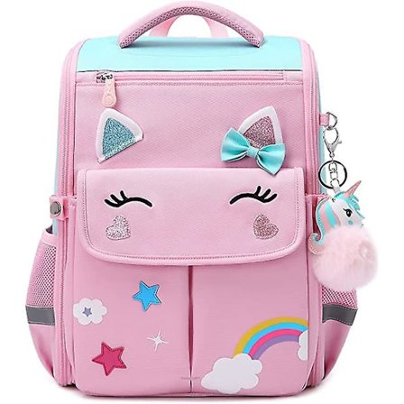 Enhjørning Jente Ryggsekker for Skole Prinsesse Sløyfe Barn Bokvesker Gutter Dinosaur Ryggsekk Rosa Stor