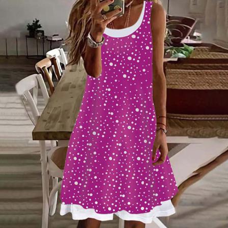 Kvinnor Ärmlös Sommar Beach Sundress Scoop Neck Tank Dress