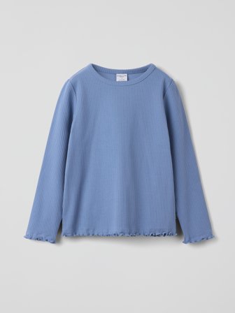 Polarn O. Pyret - Ribbed long-sleeved top - 110 - Childrenswear - blue