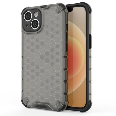 Honeycomb tapauksessa iPhone 14 panssaroitu hybridi kansi musta