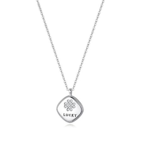 Kvinnor Halsband Kedja Choker Hänge Smycken Flickor Present S925 Silver Lucky Letter Shape Mode White gold color 925 silver