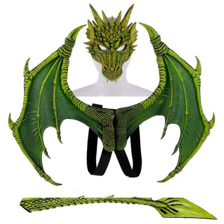 Kids Dragon Wings Kostym, Dinosaur Tail Mask Set, Cosplay