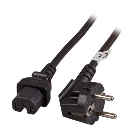 OEM Netzkabel 230V Schutzkontakt CEE7(Stecker)->Warmgeräte IEC-C15(Buchse), 2m,Black