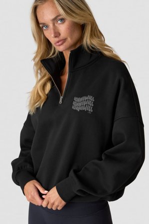 Everyday 1/4 Zip Crewneck Print Black