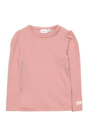 Nmfwyla Wool/Vis Ls Top Xxii Langærmet T-shirt Lyserød Name It