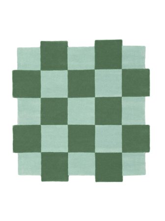Checkmate 250X250 Stort Grønn/Mintgrønn Rutet Ullteppe