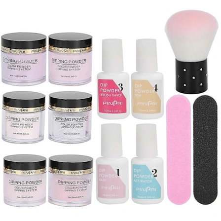 /EA/Nageldippningspulver Set Nagelkonst Pulver Topp Baslack Gel Dammborste Manikyr Verktygsset K1214