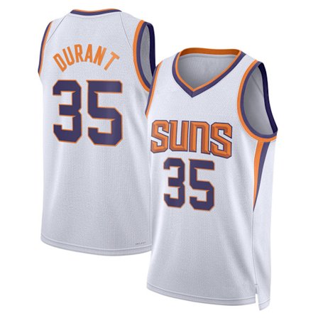 Mordely en's Phoenix Suns 35 Kevin Durant 2023 White 75th Anniversary Association Edition sydd tröja för vuxna