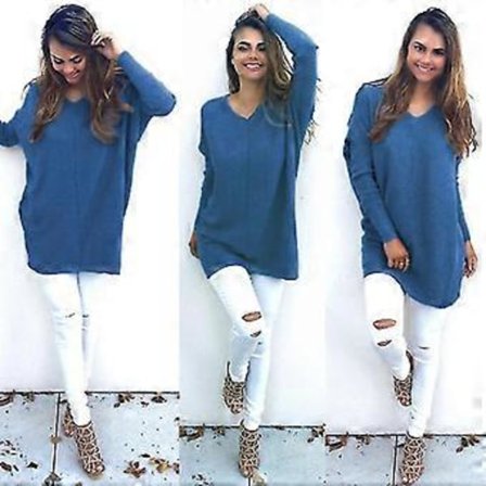 hmwy-dam lång tröja (L Blå)