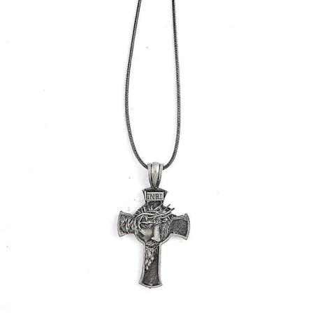 Retro Jesus Cross Face Herre Halskjede Håndtering Passer Kvinner Religiøse Halskjede