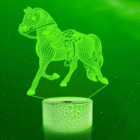 3D Hest Nattelys LED Lampe Illusions 7 Farge Skiftende Berøringsbryter Bord Skrivebord Dekor Lamper Bursdagsgave Akrylbase USB Kabel Leke