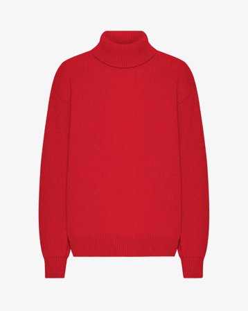 Merino Wool Turtleneck - Scarlet Red L