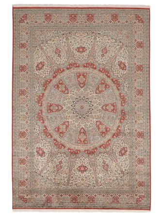 Tappeto Orientale Kashmir Puri Di Seta 214X317 Marrone/Arancione (Seta, India)