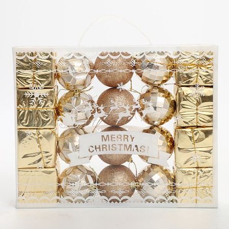 Julgran hänge Julklappslåda färg Jul boll set semester dekoration guld ihålig färg boll