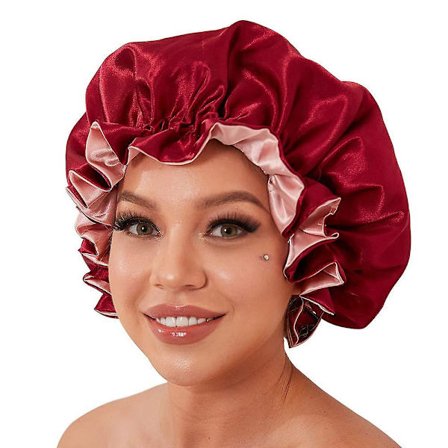 Vinrød Silke Bonnet til Naturligt Hår Bonnets til Kvinder, Satin Bonnet til Langt Hår til Søvn, Stor Silke Hår Wrap til Krøllet Hår Bonnet til Søvn