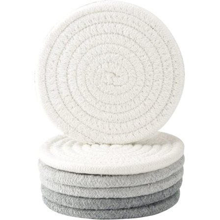 Juomalasit, Vintage-tyyliset Kudotut Aluslautat Pöydän Suojaksi, Imuvat Aluslautat, Käsin Kudotut Kangasaluslautat Lämpöä Kestävät (Tummanharmaa, 