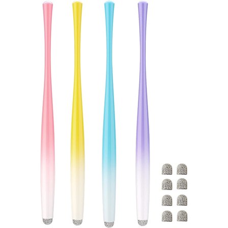 Ohut stylus kosketusnäytöille, yhteensopiva iPhone, iPad, Kindle Fire -laitteiden kanssa, sisältää 8 ylimääräistä vara-kuitukärkeä