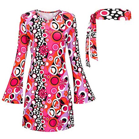 70'er 80'er Kvinder Hippie Kostume Sæt Disco Outfit Hårbånd Kjole Cosplay Festgaver