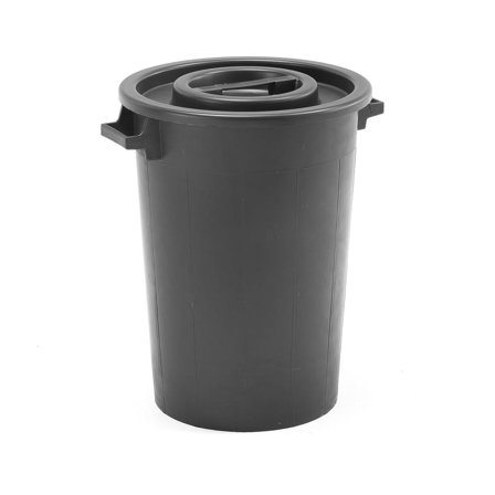 Plasttønde BENJAMIN med låg, 75 liter, sort