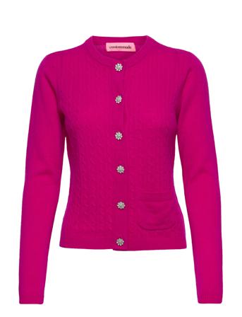 Appelina Cable Strikket Trøje Cardigan Lyserød Custommade
