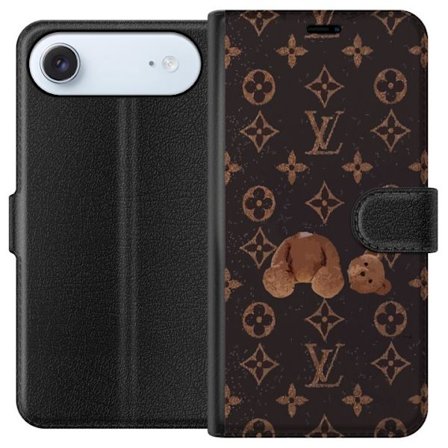 Kompatibelt Plånboksfodral till Apple Apple iPhone 17 Air Lyxigt monogrammönster med trasig nalle i mörk modeestetik