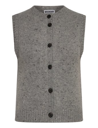 Weekday Knitted Buttoned Wool Blend Vest - Grey - XS