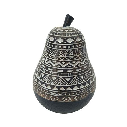 Dekorativ polyresin pære, 10x10x14cm, sort/brun/hvid