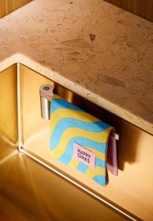 HAPPY SINKS Magnetisk Klutholder Messing Rett