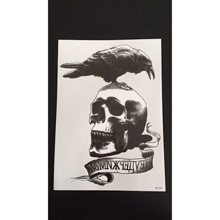 Tillfällig Tatuering 21 x 15cm - Raven Skull