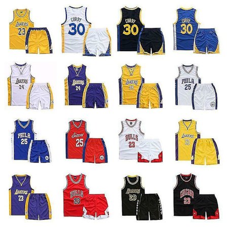 Kids Unisex Basket Training Suit Kits Väst Skjorta + Shorts Sets_s