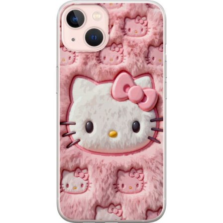 Kompatibel Mobilcover til Apple iPhone 13 mini Hello Kitty lyserød fluffy baggrund med ikonisk ansigt og kawaii-æstetik