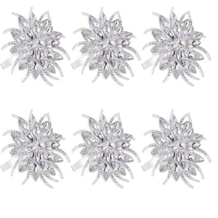 6 stk. Lotusblomst Servietteringer Strass Serviettring Serviett