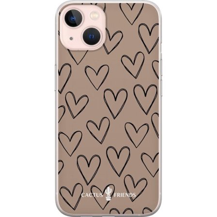 Kompatibelt Mobilskal till Apple Apple iPhone 13 mini Cactus and Friends - Earthy Sketch Hearts