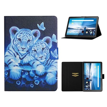 Lenovo Tab M10 elinvoimainen kuvio nahkainen läppäkotelo - Kaksi Tiikeriä
