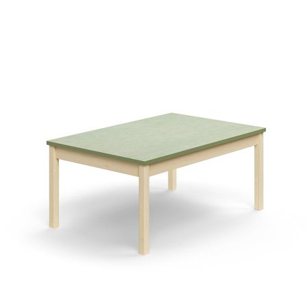 Table DECIBEL, 1200x800x530 mm, noise reducing linoleum, birch/green grey