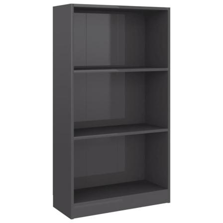 Vidaxl Bokhylla 3 Hyllor Grå Högglans 60x24x109 Cm Konstruerat T Grå