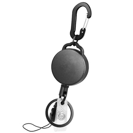 To-pak udendørs vandreture let-træk spænder, kraftig mecha stålwire, sort kortholder, navneskilt, teleskopisk spænde 1 ly