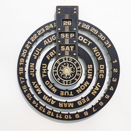 Væg Træ Evighedskalender, 30 cm Manuel Roterbar Vægkalender, DIY Justerbar Kunst Ornament Kalender, Til Hjemmekontor Skole
