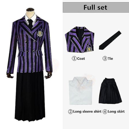 Wednesday Addams The Addams Family Nevermore Kostyme Uniform Dresssett Kvinneklær