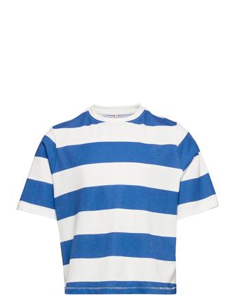 Kommay S/S Stripe/Aop Top Jrs Blue Kids Only